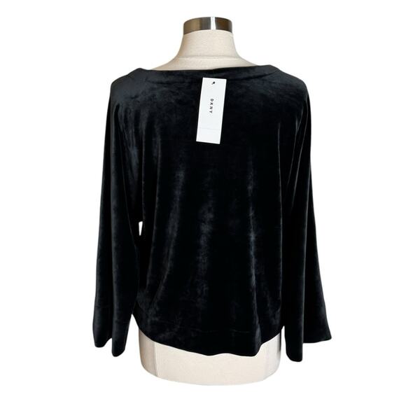 Dkny Womens Velour Kimono Sleeve Basic Top Black Size‎ Medium New - Picture 3 of 9